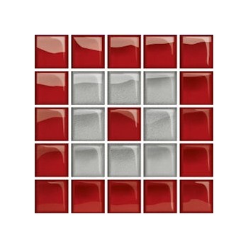 Glass Silver/Red Mosaic C 14,8x14,8